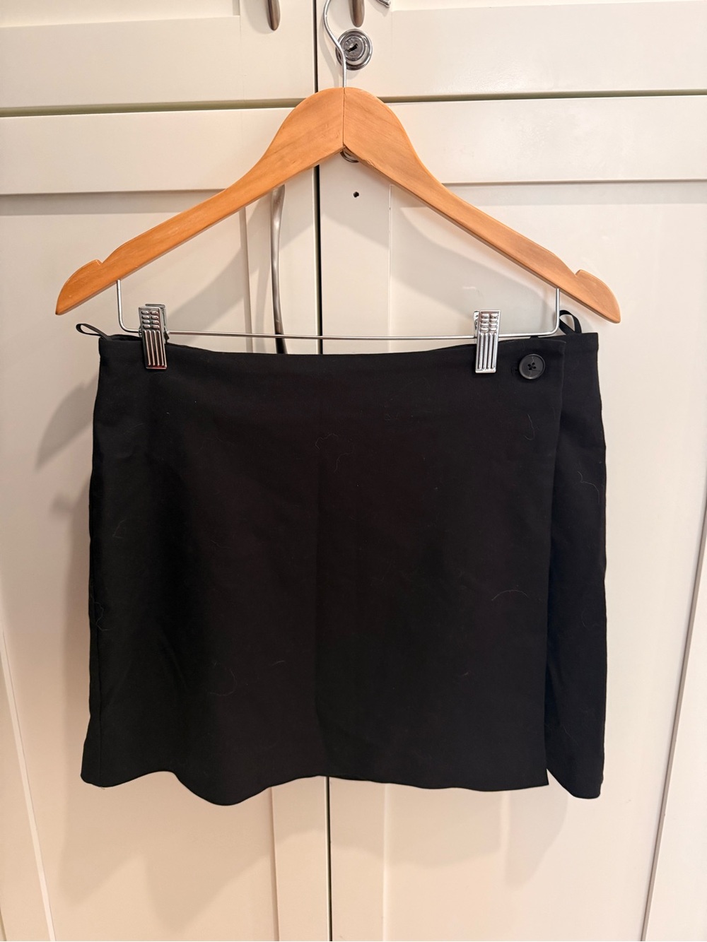 Babaton Black Mini Skirt with Side Button